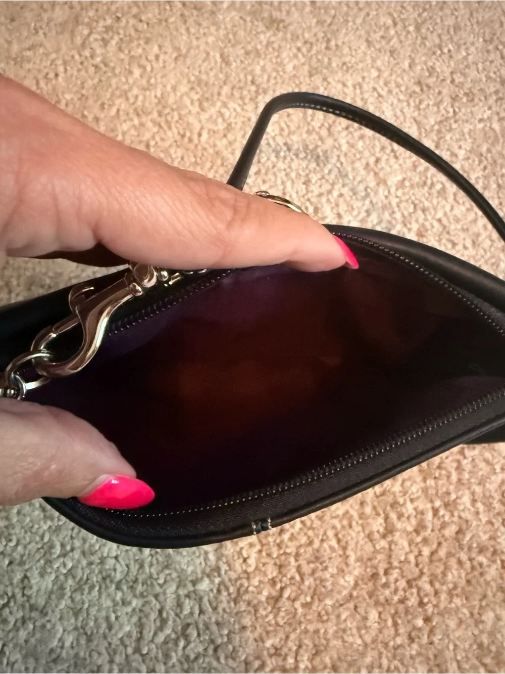 Coach Black Leather Wristlet Clutch with Silver Buckle